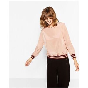 Zara basic split back athleisure top M pink
